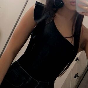 Victoria Secret (Sport) black one shoulder bodysuit